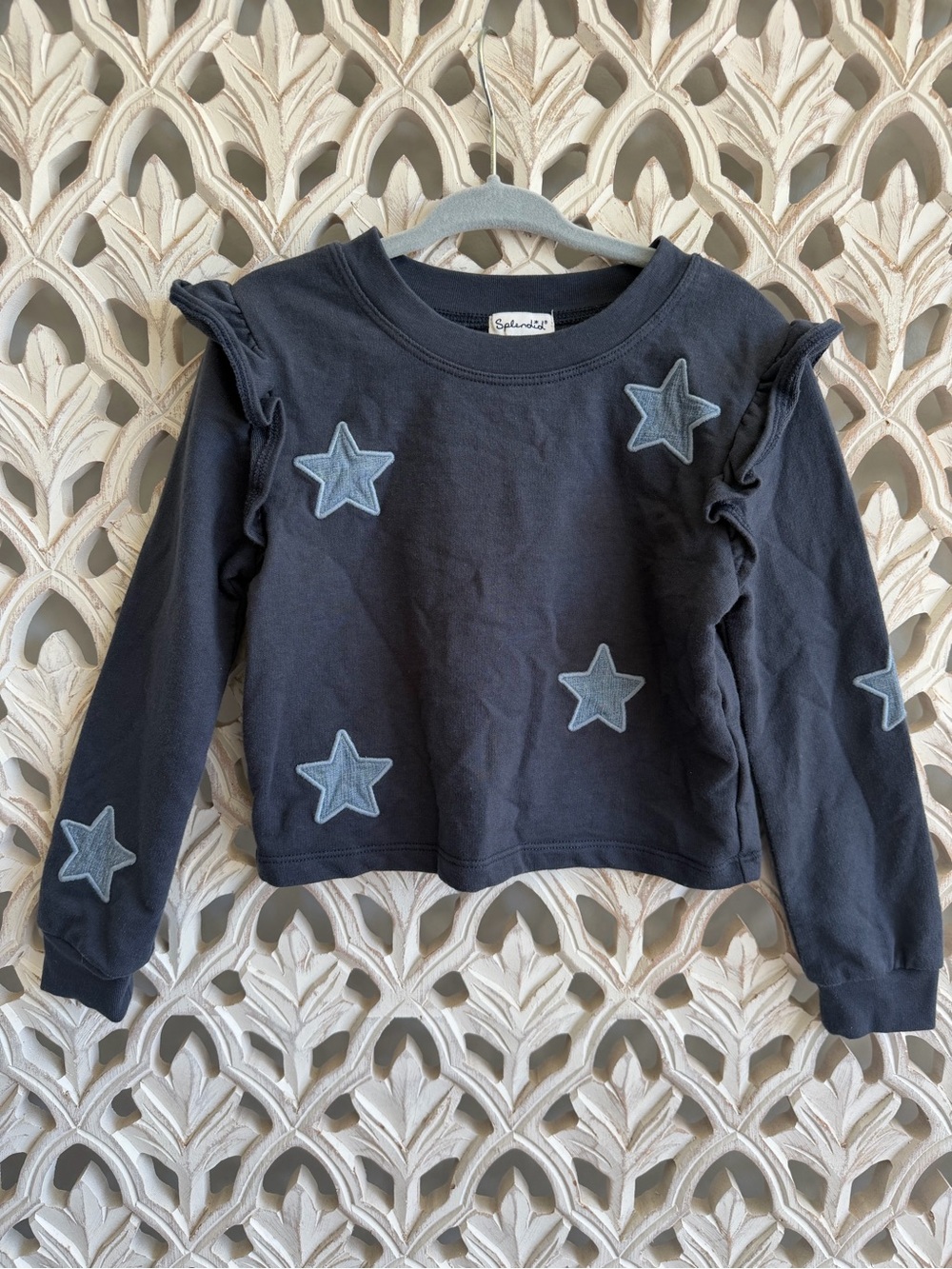 Splendid Girls Star Appliqué Ruffle Sweatshirt Size 4